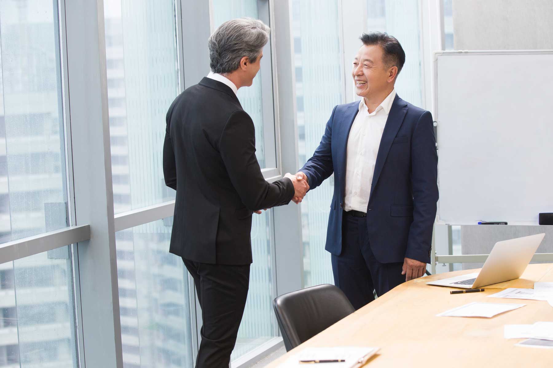 Two businessmen shaking hands