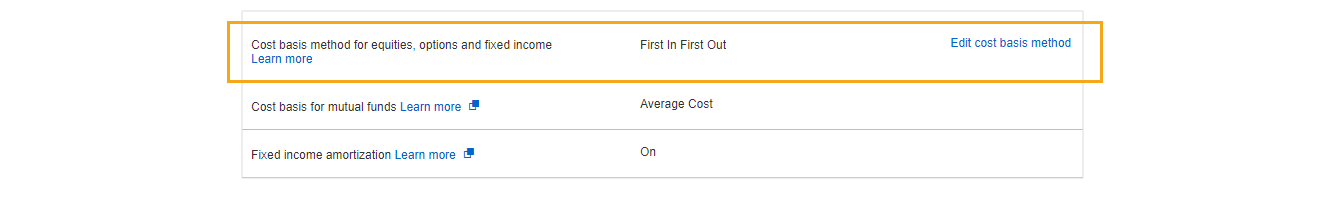 这是如何检视和编辑成本基础法的示例。
