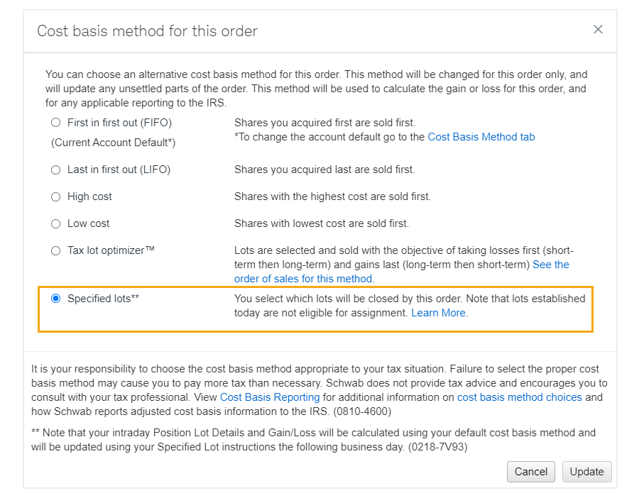 这是已选择指定股数的嘉信理财交易订单示例。