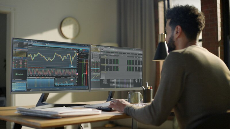 A person trading on the thinkorswim desktop platform.