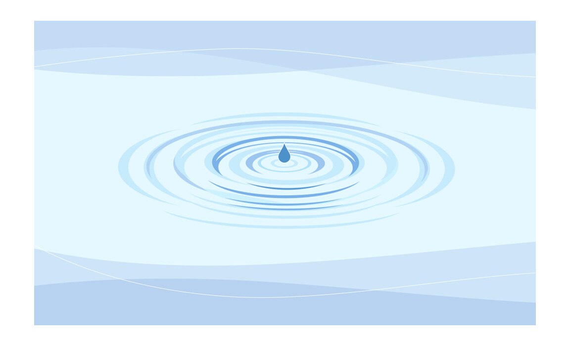 graphic of water droplet into more water
