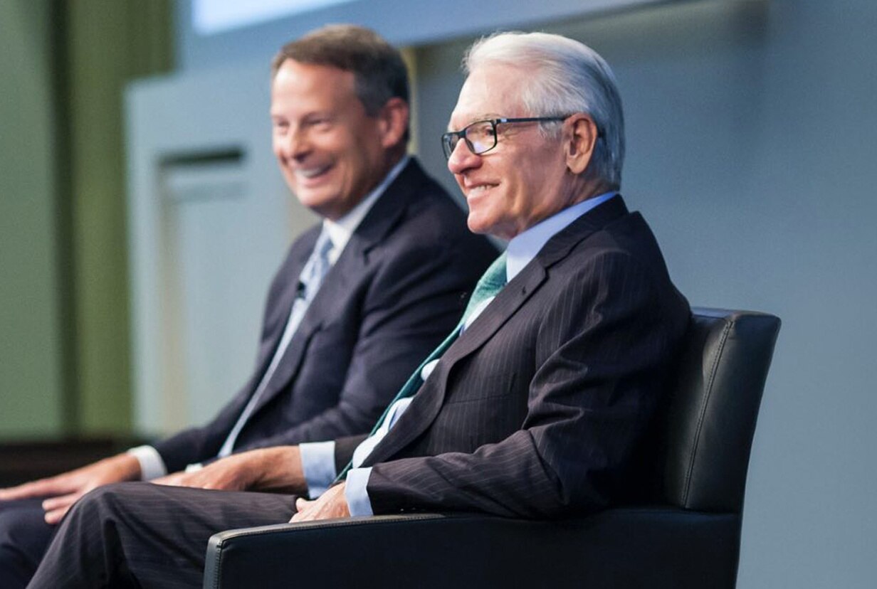 Walt Bettinger and Charles Schwab at the annual meeting